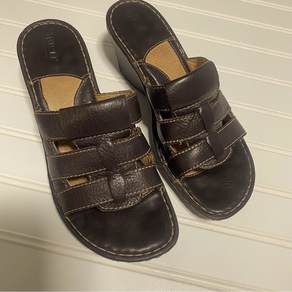 Y2K Born Clog Chunky Leather Sandals Dark Brown Great Condition Size 8/39 - Picture 3 of 6